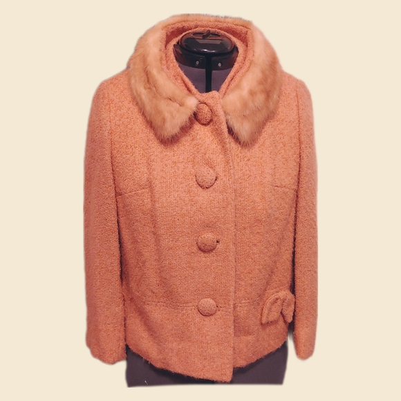 🎉HOST PICK!🎉Vintage Wool Jacket with Mink Collar - Picture 1 of 7